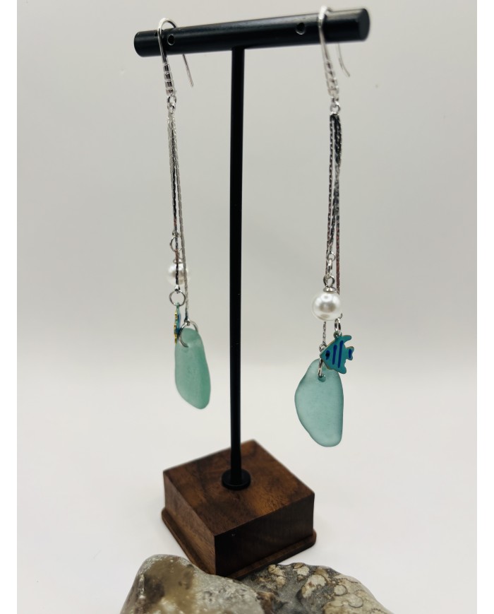 PENDIENTES ARTESANOS DE CRISTAL MARINO