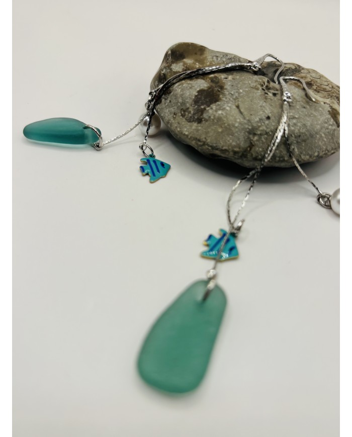 PENDIENTES ARTESANOS DE CRISTAL MARINO