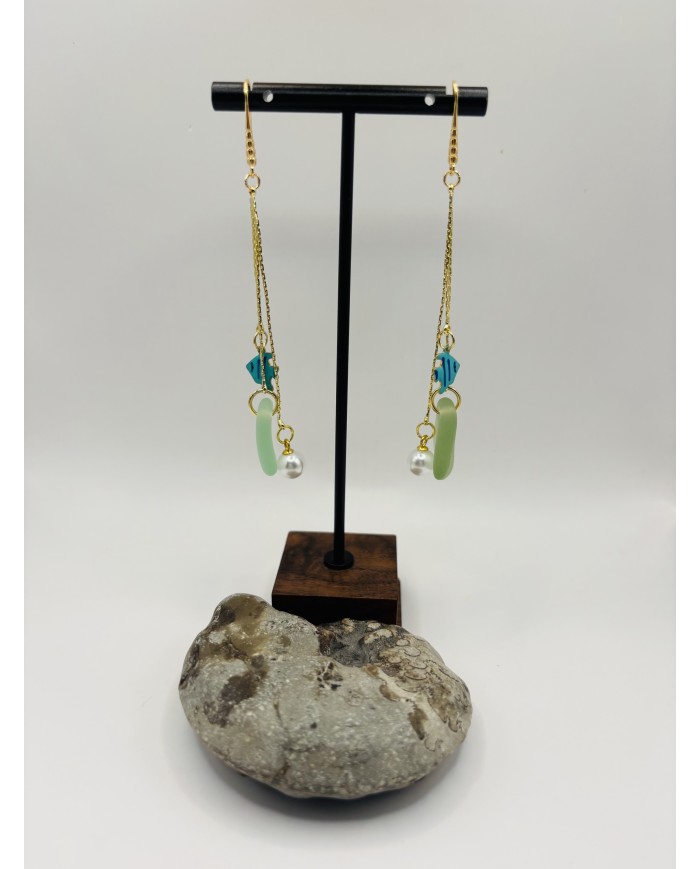 PENDIENTES ARTESANOS DE CRISTAL MARINO