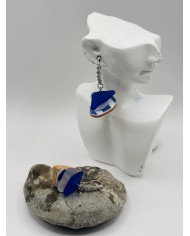 PENDIENTES ARTESANOS DE CRISTAL MARINO Y AZULEJO