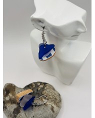PENDIENTES ARTESANOS DE CRISTAL MARINO Y AZULEJO