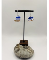 PENDIENTES ARTESANOS DE CRISTAL MARINO Y AZULEJO