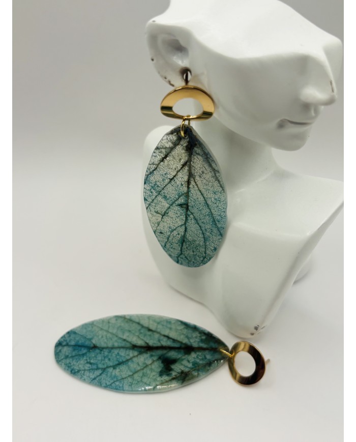 PENDIENTES ARTESANOS DE HOJA NATURAL ESQUELETIZADA