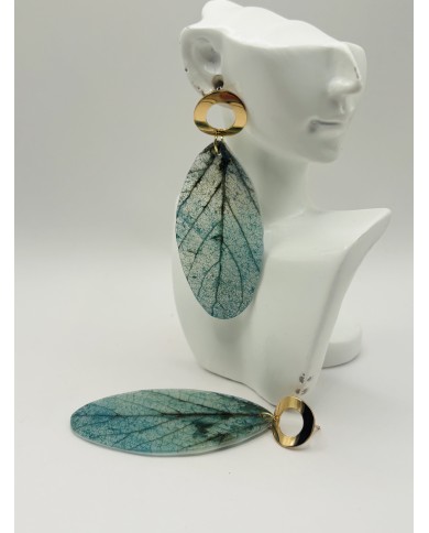 PENDIENTES ARTESANOS DE HOJA NATURAL ESQUELETIZADA
