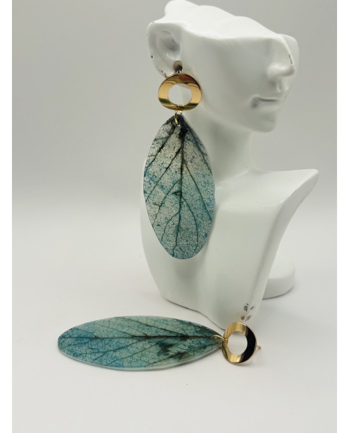 PENDIENTES ARTESANOS DE HOJA NATURAL ESQUELETIZADA