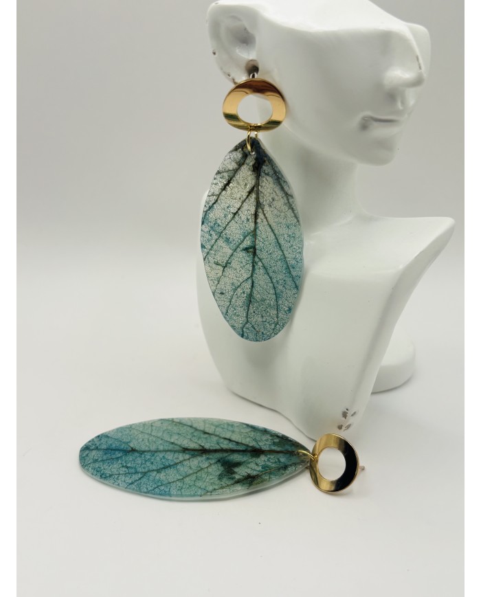 PENDIENTES ARTESANOS DE HOJA NATURAL ESQUELETIZADA