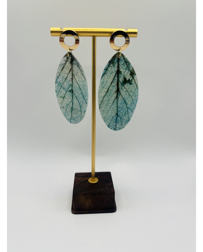 PENDIENTES ARTESANOS DE HOJA NATURAL ESQUELETIZADA