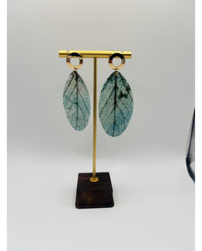 PENDIENTES ARTESANOS DE HOJA NATURAL ESQUELETIZADA