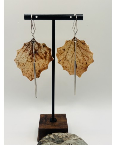 PENDIENTES ARTESANOS DE HOJA NATURAL ESQUELETIZADA