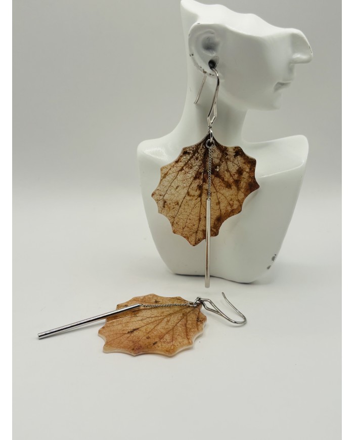 PENDIENTES ARTESANOS DE HOJA NATURAL ESQUELETIZADA