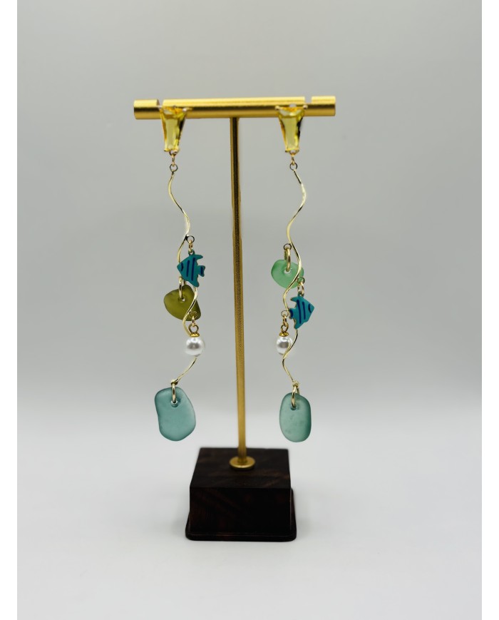 PENDIENTES ARTESANOS DE CRISTAL MARINO