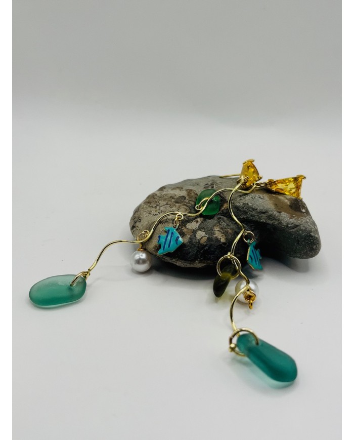 PENDIENTES ARTESANOS DE CRISTAL MARINO