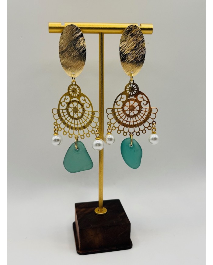 PENDIENTES ARTESANOS DE CRISTAL MARINO