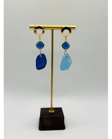 PENDIENTES ARTESANOS DE CRISTAL MARINO