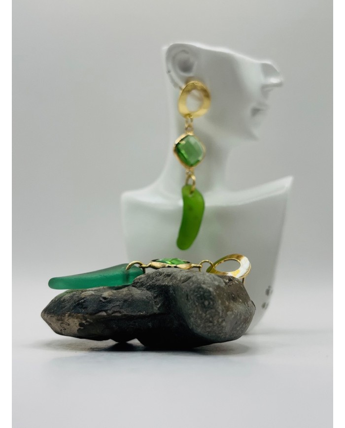 PENDIENTES ARTESANOS DE CRISTAL MARINO