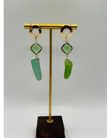PENDIENTES ARTESANOS DE CRISTAL MARINO