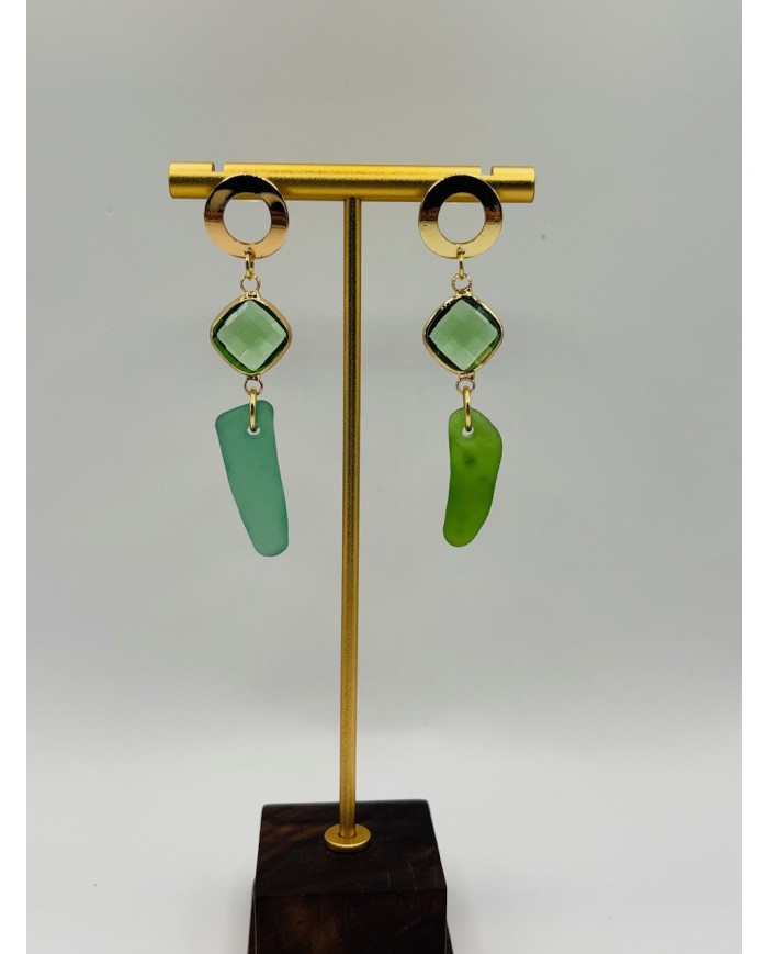 PENDIENTES ARTESANOS DE CRISTAL MARINO