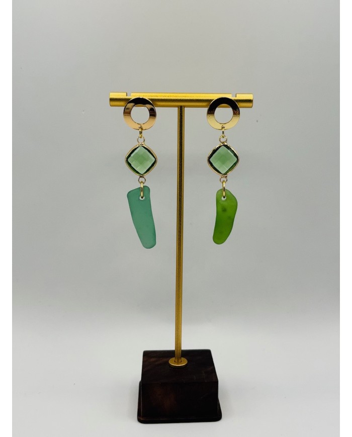 PENDIENTES ARTESANOS DE CRISTAL MARINO
