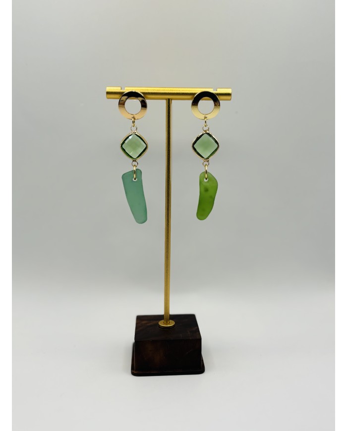 PENDIENTES ARTESANOS DE CRISTAL MARINO