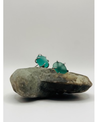 PENDIENTES ARTESANOS  DE CRISTAL MARINO