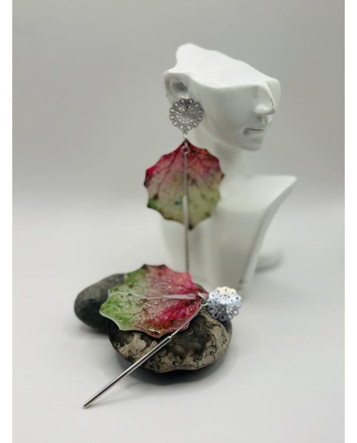 PENDIENTES ARTESANOS DE HOJA DE ÁLAMO