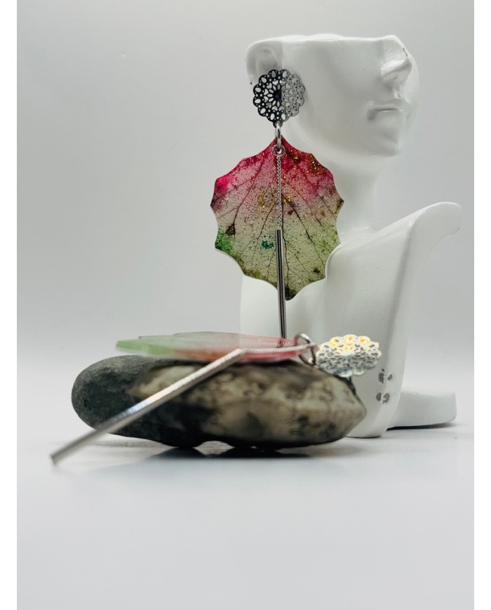 PENDIENTES ARTESANOS DE HOJA DE ÁLAMO