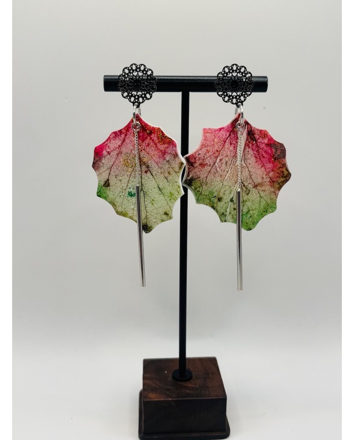PENDIENTES ARTESANOS DE HOJA DE ÁLAMO