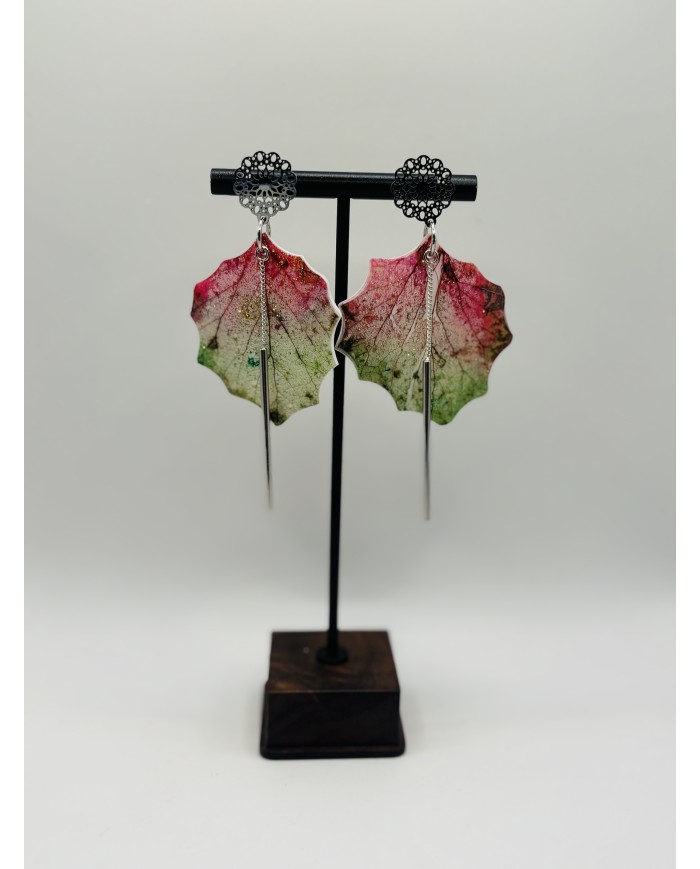 PENDIENTES ARTESANOS DE HOJA DE ÁLAMO