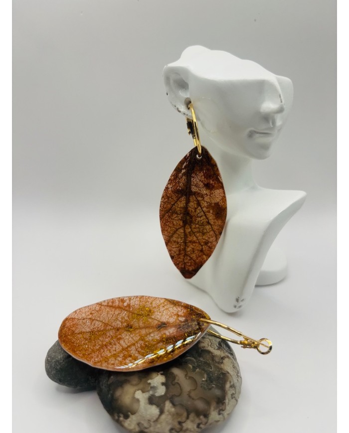 PENDIENTES ARTESANOS DE HOJA NATURAL