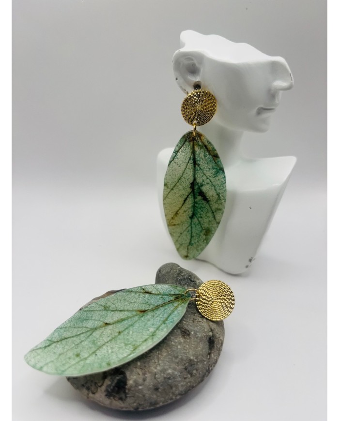 PENDIENTES ARTESANOS DE HOJA NATURAL