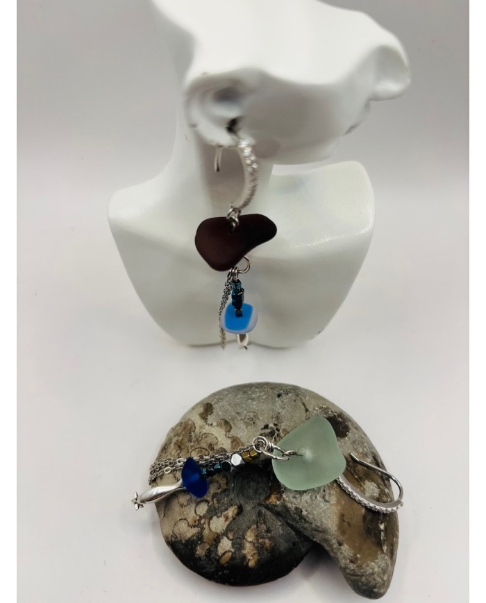 PENDIENTES ARTESANOS DE CRISTAL MARINO