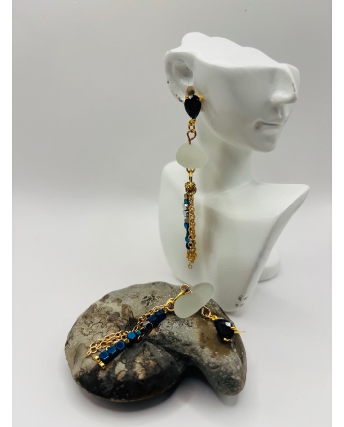 PENDIENTES ARTESANOS DE CRISTAL MARINO