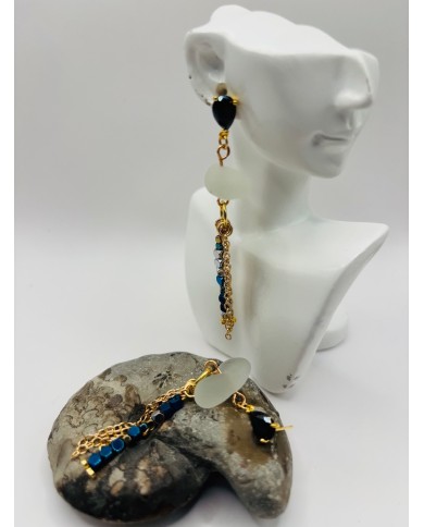PENDIENTES ARTESANOS DE CRISTAL MARINO