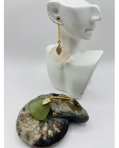 PENDIENTES ARTESANOS DE CRISTAL MARINO