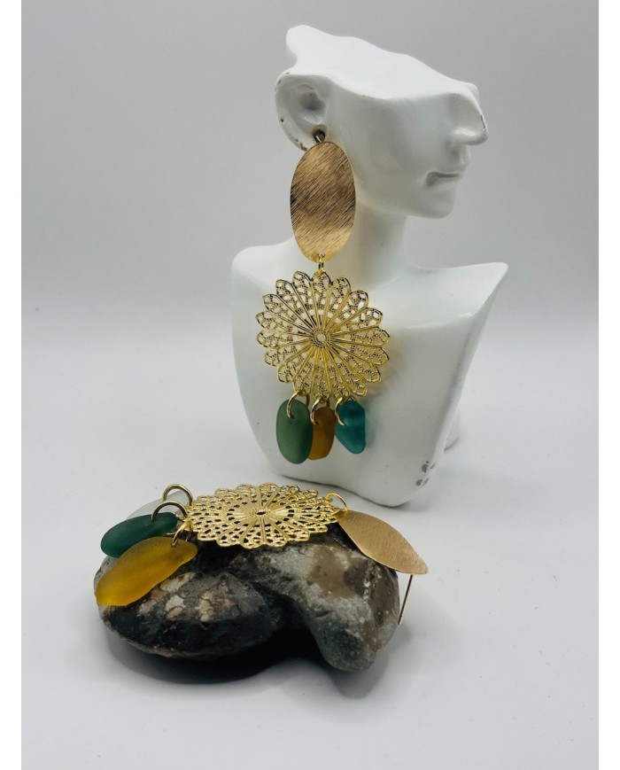PENDIENTES ARTESANOS DE CRISTAL MARINO