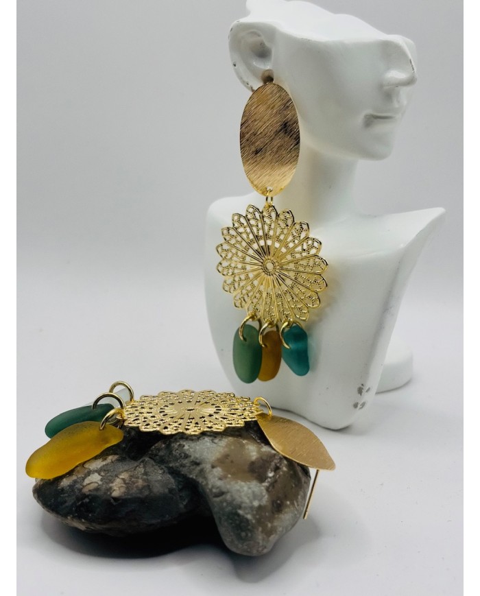 PENDIENTES ARTESANOS DE CRISTAL MARINO