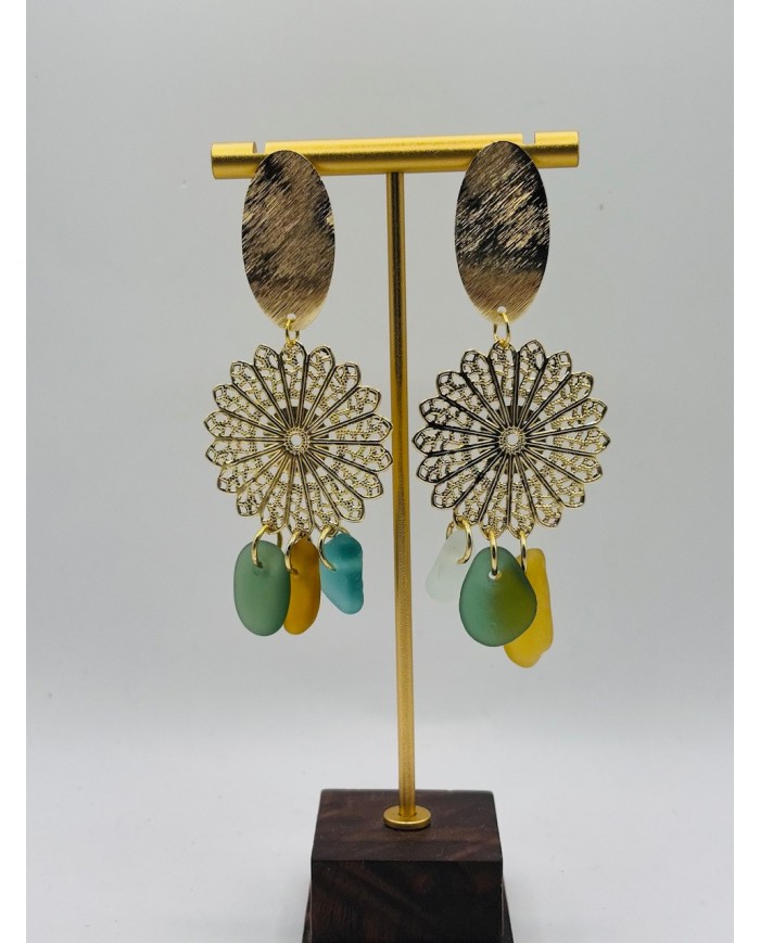 PENDIENTES ARTESANOS DE CRISTAL MARINO