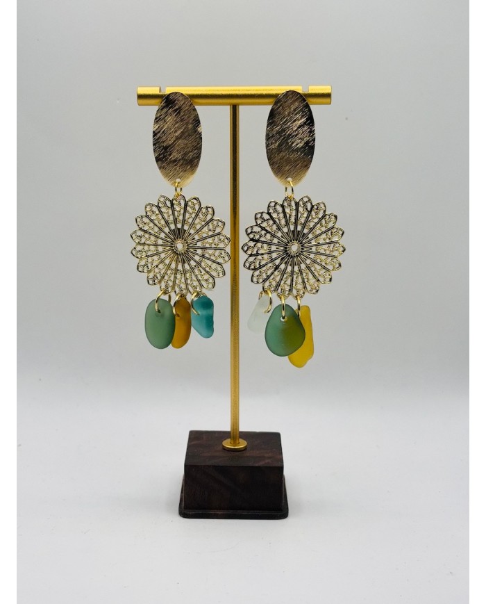 PENDIENTES ARTESANOS DE CRISTAL MARINO