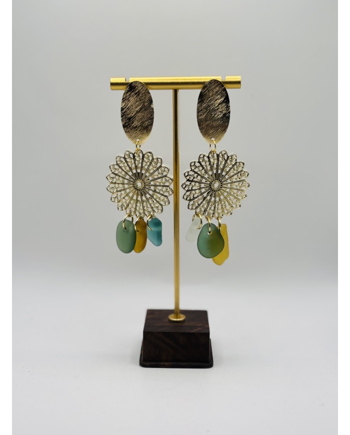 PENDIENTES ARTESANOS DE CRISTAL MARINO
