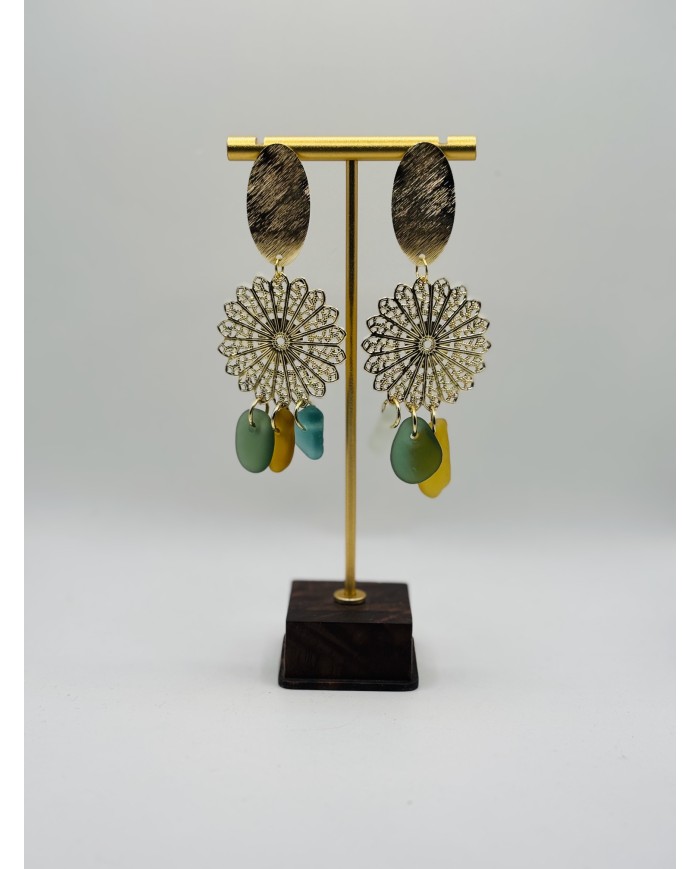PENDIENTES ARTESANOS DE CRISTAL MARINO