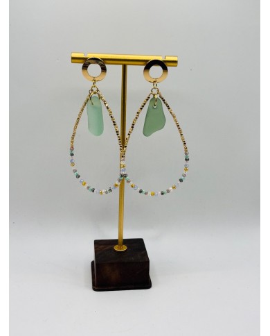 PENDIENTES ARTESANOS DE CRISTAL MARINO