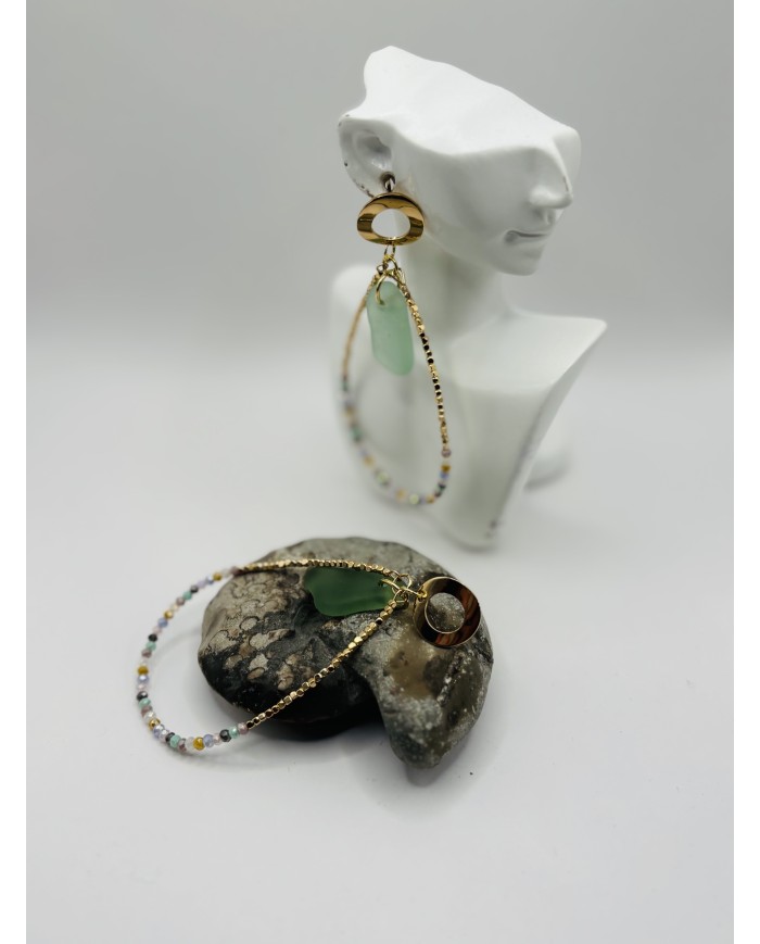 PENDIENTES ARTESANOS DE CRISTAL MARINO