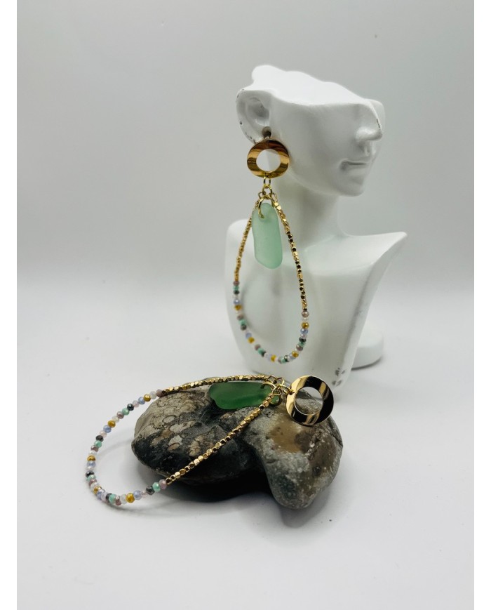 PENDIENTES ARTESANOS DE CRISTAL MARINO