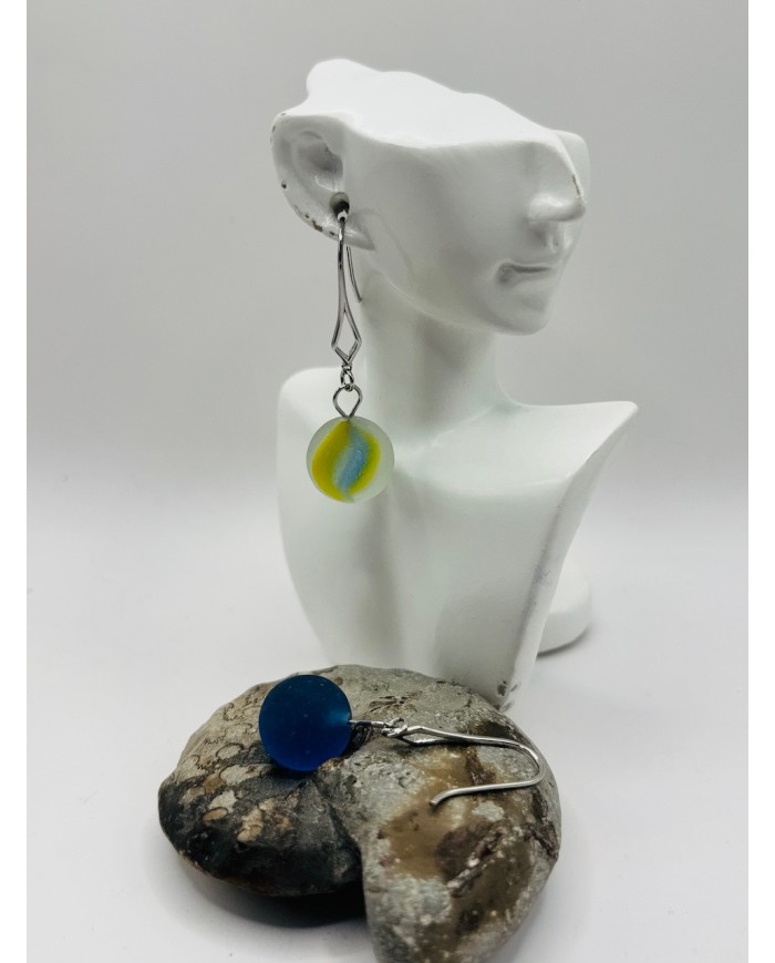 PENDIENTES ARTESANOS DE CRISTAL MARINO