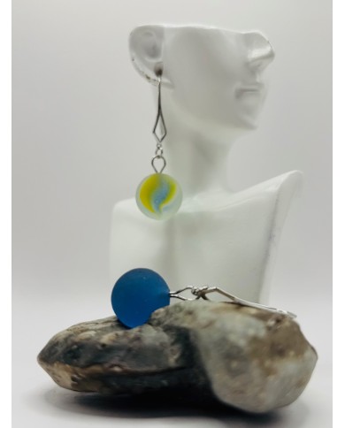 PENDIENTES ARTESANOS DE CRISTAL MARINO