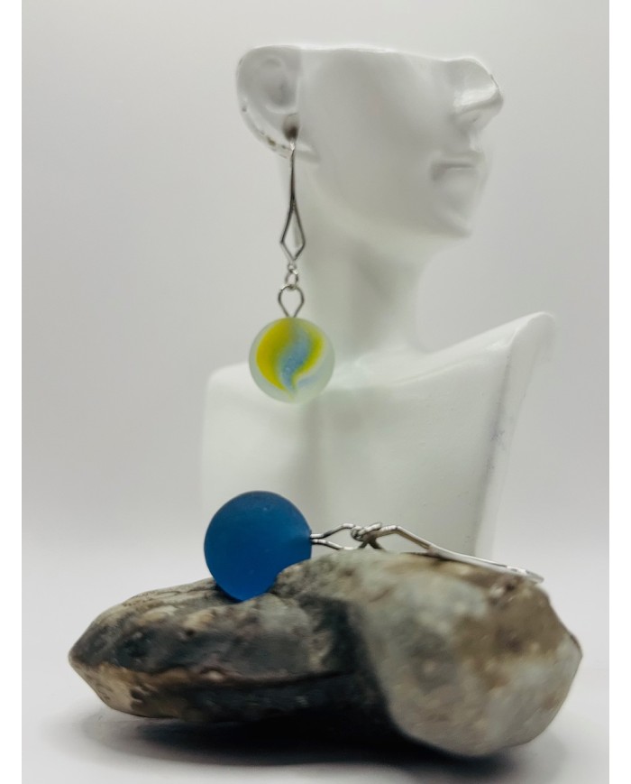 PENDIENTES ARTESANOS DE CRISTAL MARINO