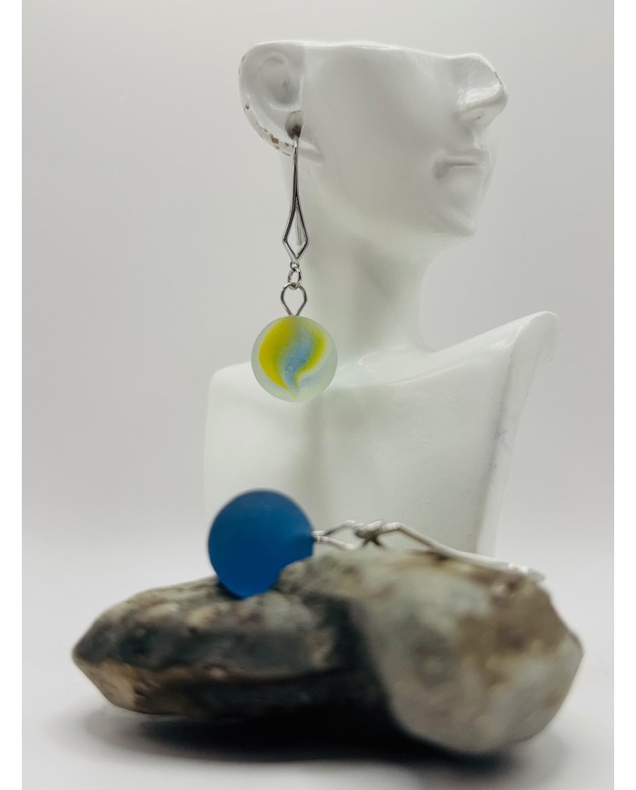 PENDIENTES ARTESANOS DE CRISTAL MARINO