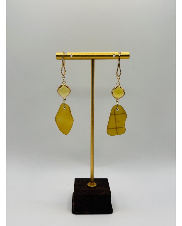 PENDIENTES ARTESANOS DE CRISTAL MARINO
