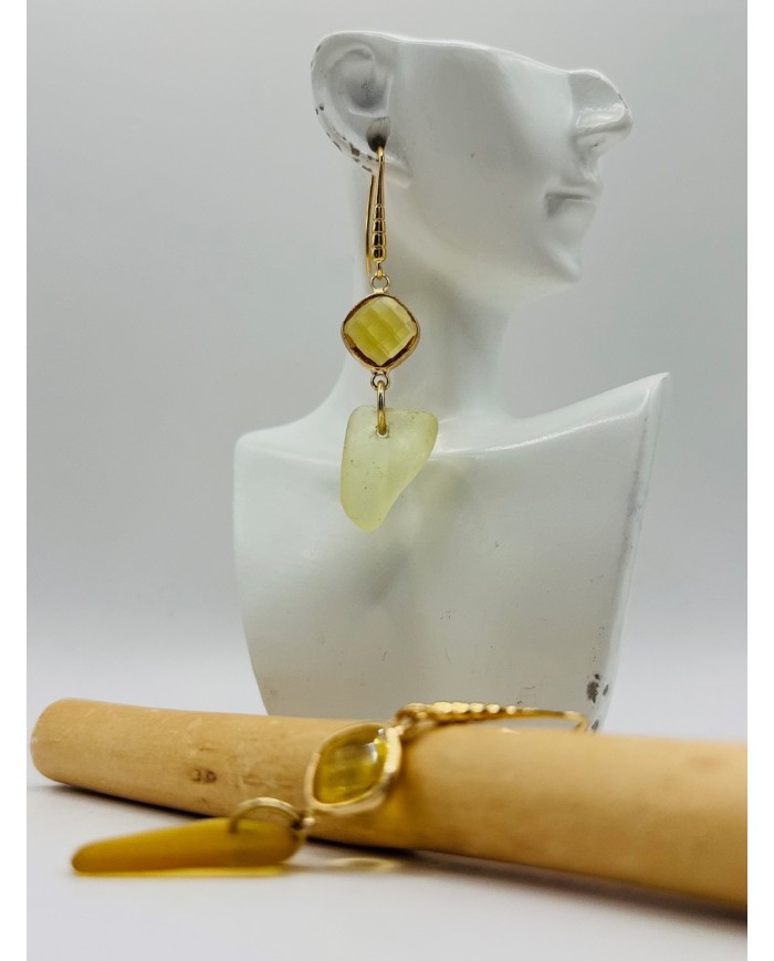 PENDIENTES ARTESANOS DE CRISTAL MARINO
