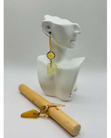 PENDIENTES ARTESANOS DE CRISTAL MARINO